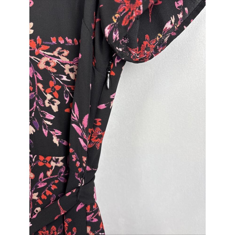 Nanette Lepore Black Floral Print Maxi Dress Size 14 Tie Waist Whimsigoth Fairy - Picture 7 of 14